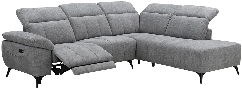 Sofa Home4You Kampinis sofos komplektas „HAMID RC“, su elektrine atlošimo funkcija, pilkos spalvos