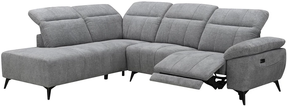 Home4You Kampinė sofa „HAMID LC“, su elektrine atlošimo funkcija, pilkos spalvos