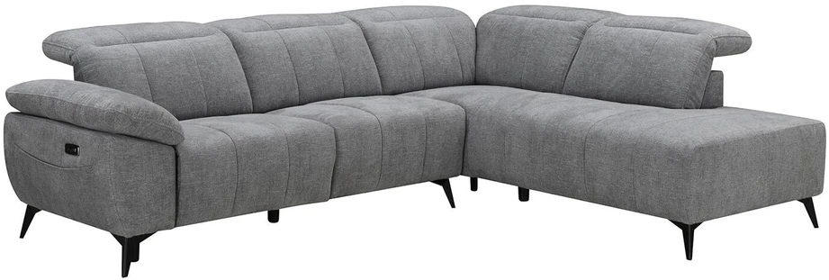 Sofa Home4You Kampinis sofos komplektas „HAMID RC“, su elektrine atlošimo funkcija, pilkos spalvos