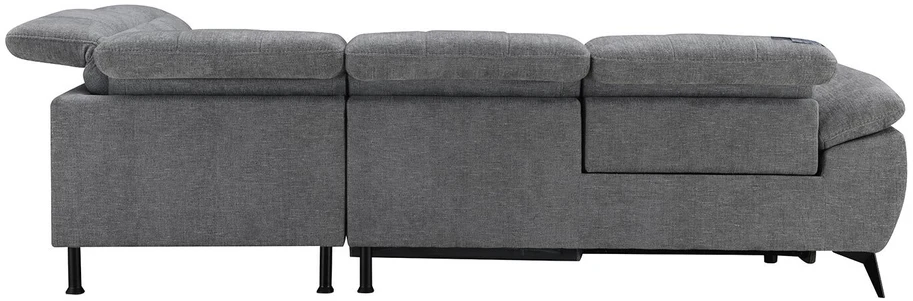 Sofa Home4You Kampinis sofos komplektas „HAMID RC“, su elektrine atlošimo funkcija, pilkos spalvos