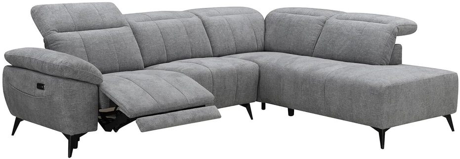 Sofa Home4You Kampinis sofos komplektas „HAMID RC“, su elektrine atlošimo funkcija, pilkos spalvos