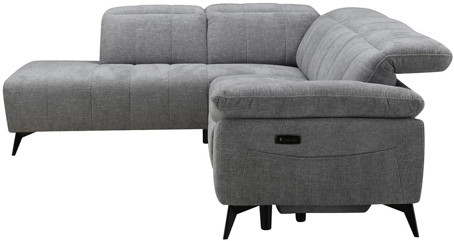 Home4You Kampinė sofa „HAMID LC“, su elektrine atlošimo funkcija, pilkos spalvos