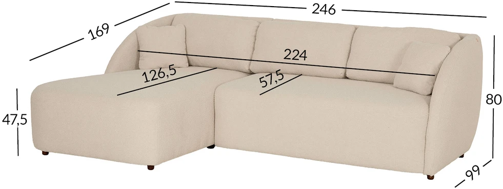 Home4You Kampinė sofa VALERY VN Kreminė, Išskleidžiama