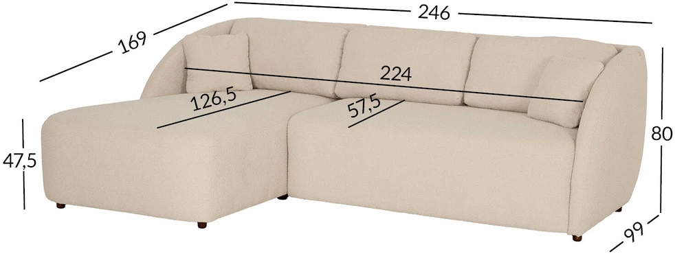 Home4You Kampinė sofa VALERY VN Kreminė, Išskleidžiama