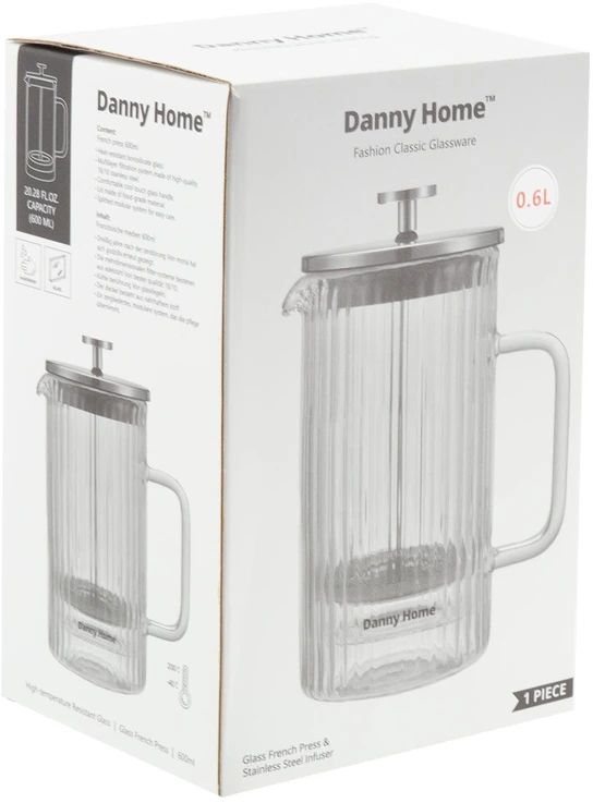 Home4You Prancūziškas kavos filtras „FRENCH DOUBLE“ 600 ml dvigubos sienelės stiklinis indas
