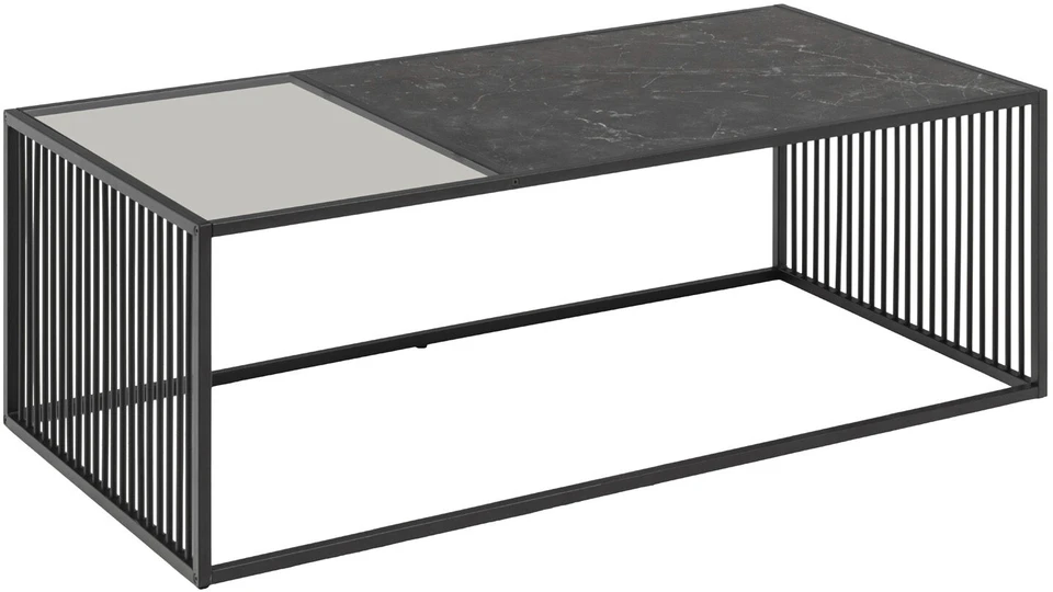 Black Red White Home4You Kavos staliukas STRINGTON 120x60xH40cm Juoda (MT_ACT/STO_STRING_120-BLACK)