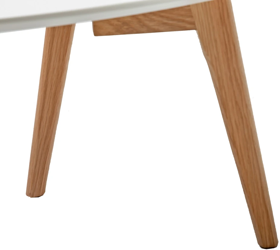 Home4You Stalų rinkinys HELENA 2 vnt. 100x50xH40 cm, 70x35x35 cm, stalviršis: MDF, spalva: balta, kojos iš ąžuolo medienos,