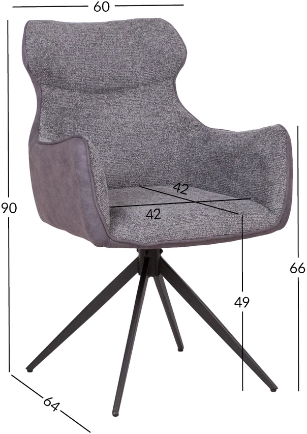 Home4You Chair CHANA swivel, pilkas