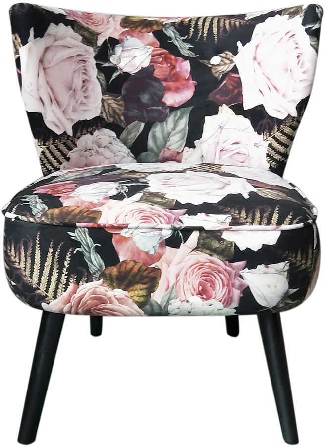 Fotelis Home4You Kėdė LA PERLA, 63x73x76 cm, audinys: aksomas, spalva: gėlių dizainas