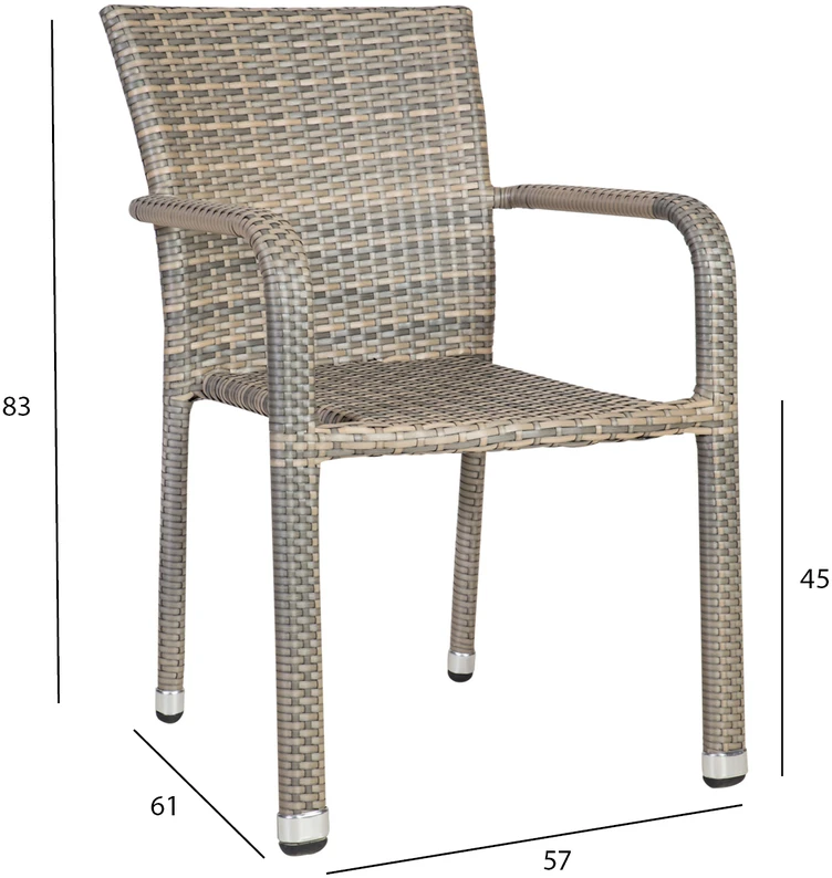 Home4You Kėdė LARACHE 57x61xH83cm, rėmas: aliuminis su plastikine vytele, spalva: pilka