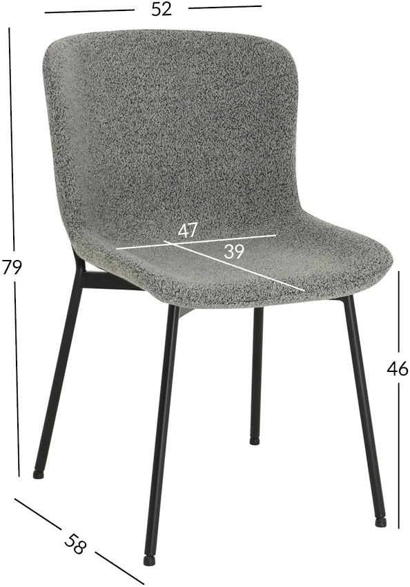 Home4You Kėdė MANOLO pilka boucle