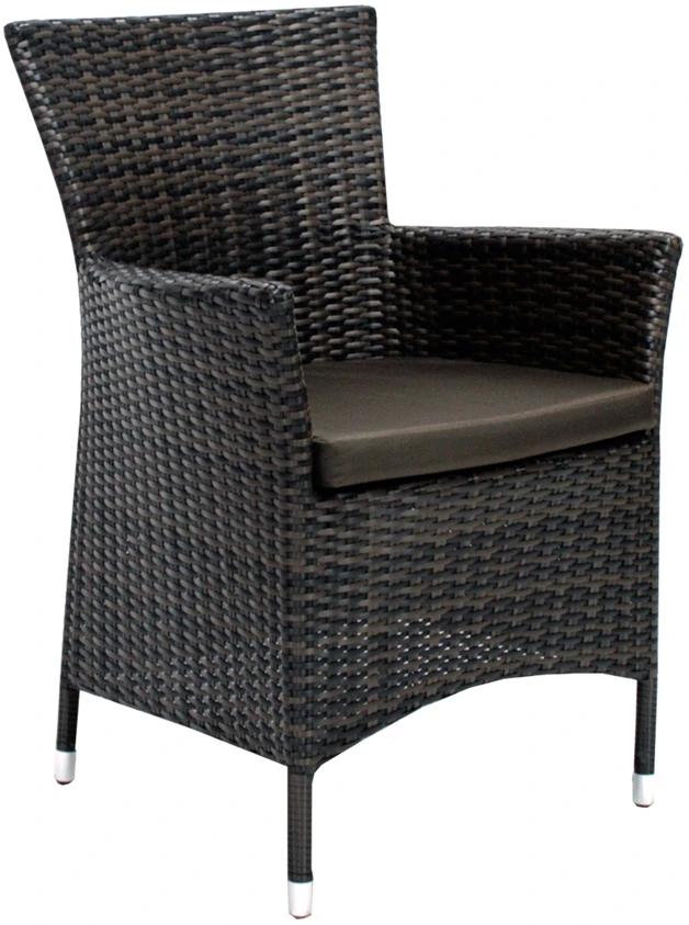 Home4You Fotelis WICKER-1 su pagalvėle, 61x58xH86cm, rėmas: plienas su sintetine vytele, spalva: tamsiai ruda