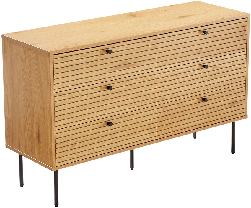Home4You Sideboard LINE 120x40xH75cm, melamine with oak decor