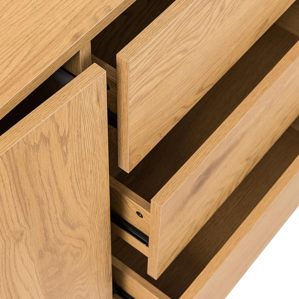 Home4You Side board SACHA 160x40xH74cm, melamine with oak decor