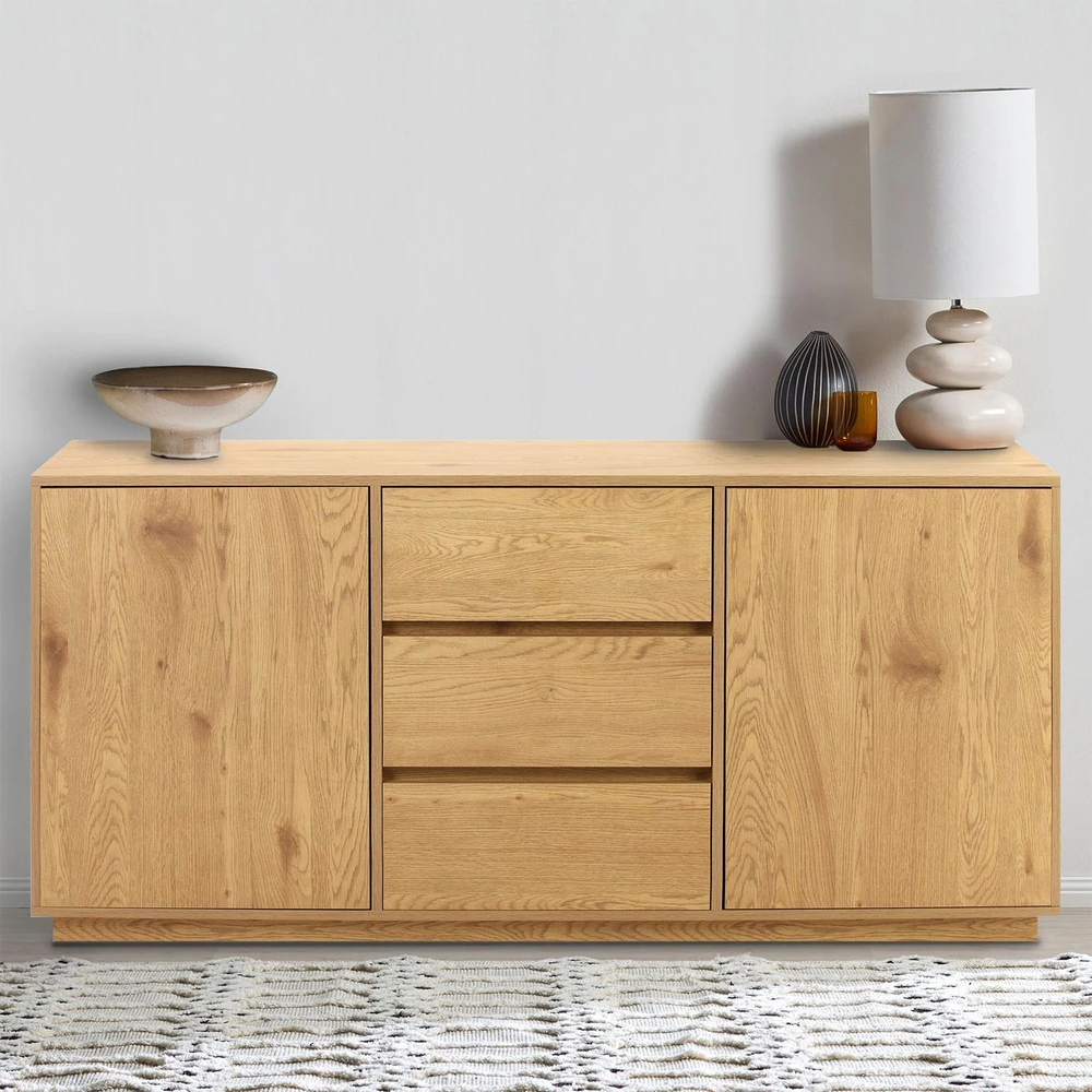 Home4You Side board SACHA 160x40xH74cm, melamine with oak decor