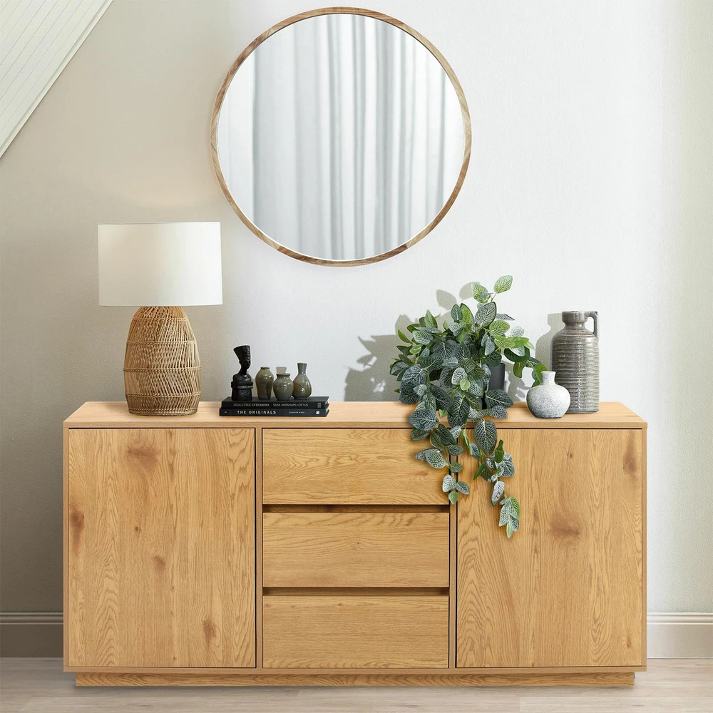 Home4You Side board SACHA 160x40xH74cm, melamine with oak decor