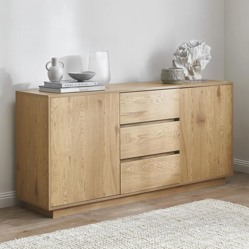 Home4You Side board SACHA 160x40xH74cm, melamine with oak decor
