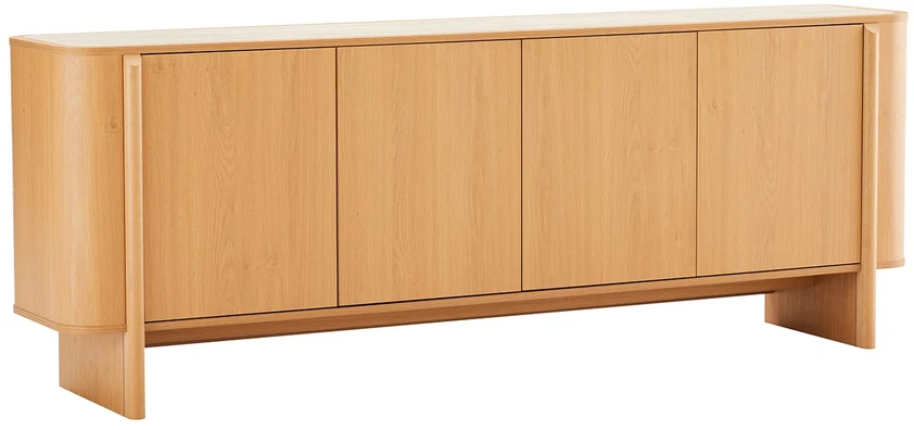TV staliukas Home4You Indauja MORBEN 202,5x42x75 cm, melaminas su ąžuolo dekoru