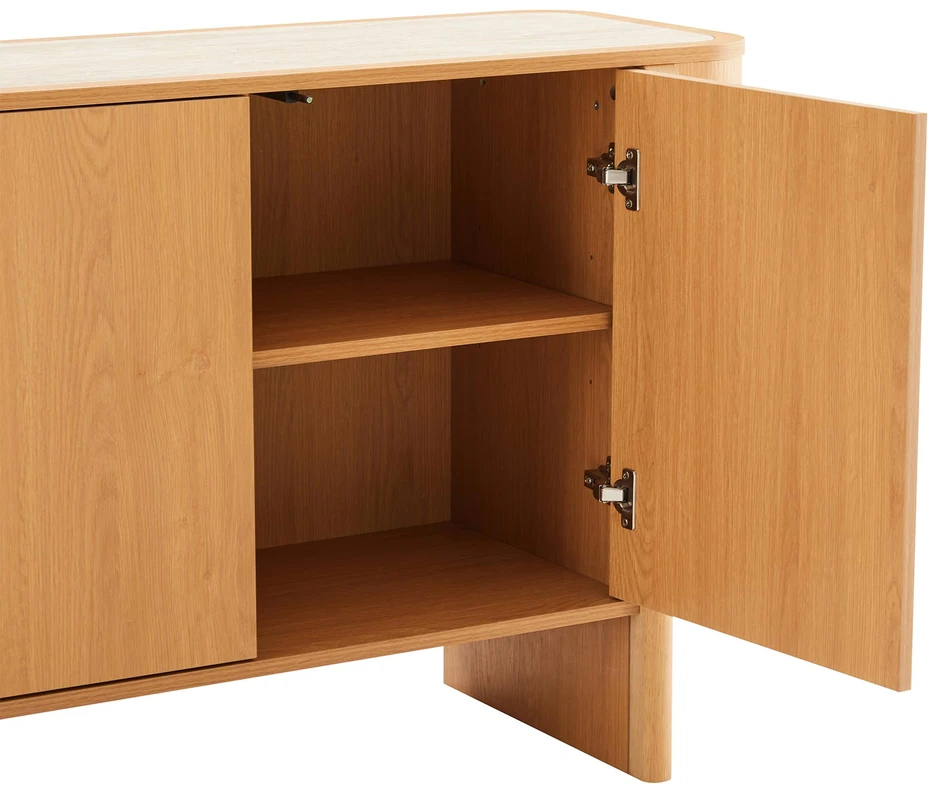 TV staliukas Home4You Indauja MORBEN 202,5x42x75 cm, melaminas su ąžuolo dekoru
