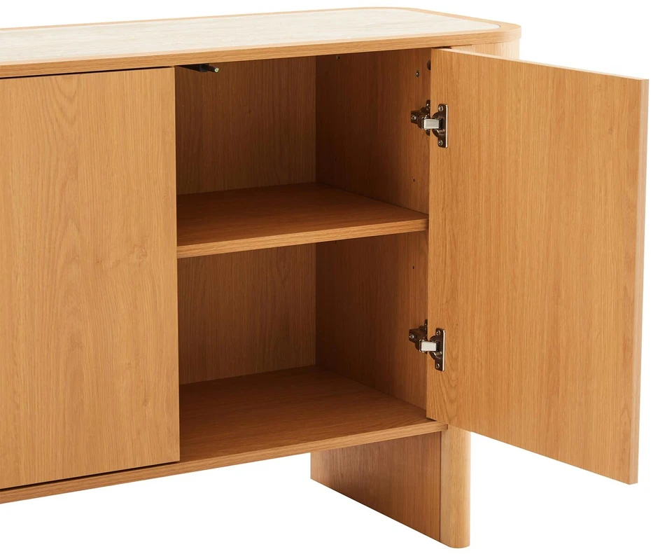 TV staliukas Home4You Indauja MORBEN 202,5x42x75 cm, melaminas su ąžuolo dekoru