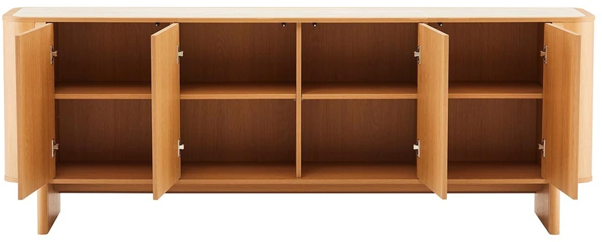 TV staliukas Home4You Indauja MORBEN 202,5x42x75 cm, melaminas su ąžuolo dekoru