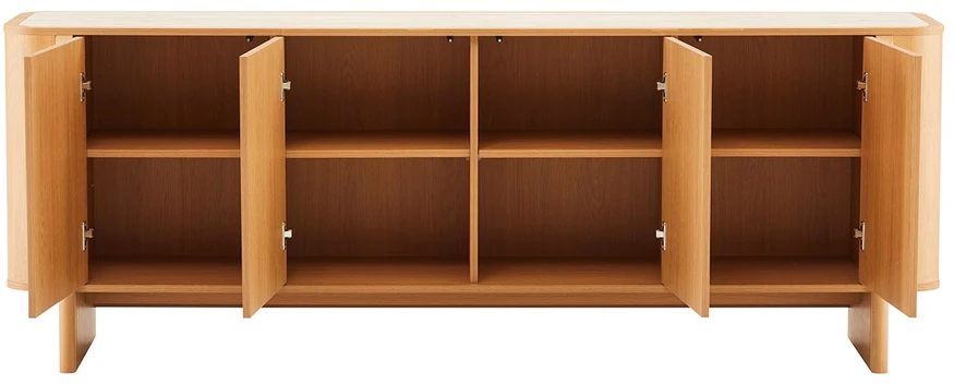 TV staliukas Home4You Indauja MORBEN 202,5x42x75 cm, melaminas su ąžuolo dekoru
