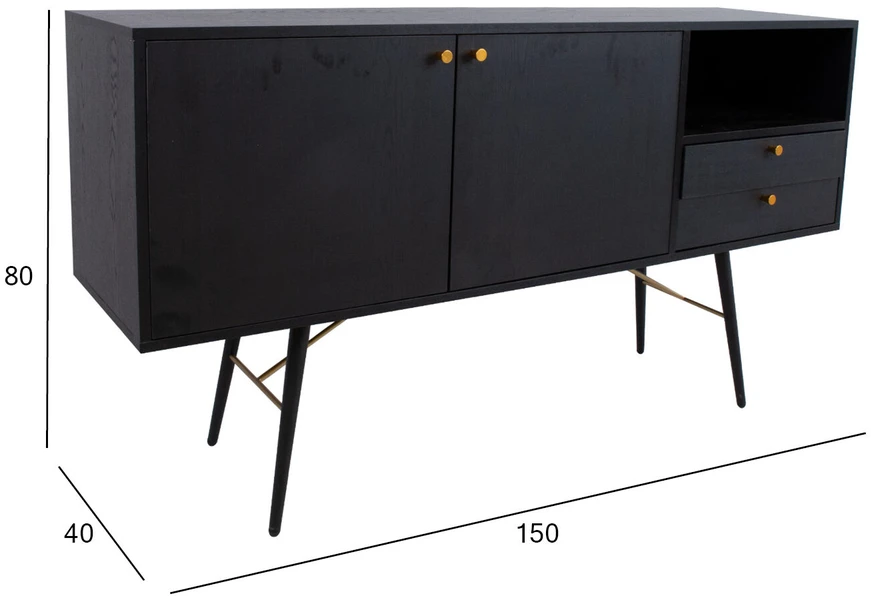 Home4You Indauja LUXEMBOURG 150x40xh80cm, juoda