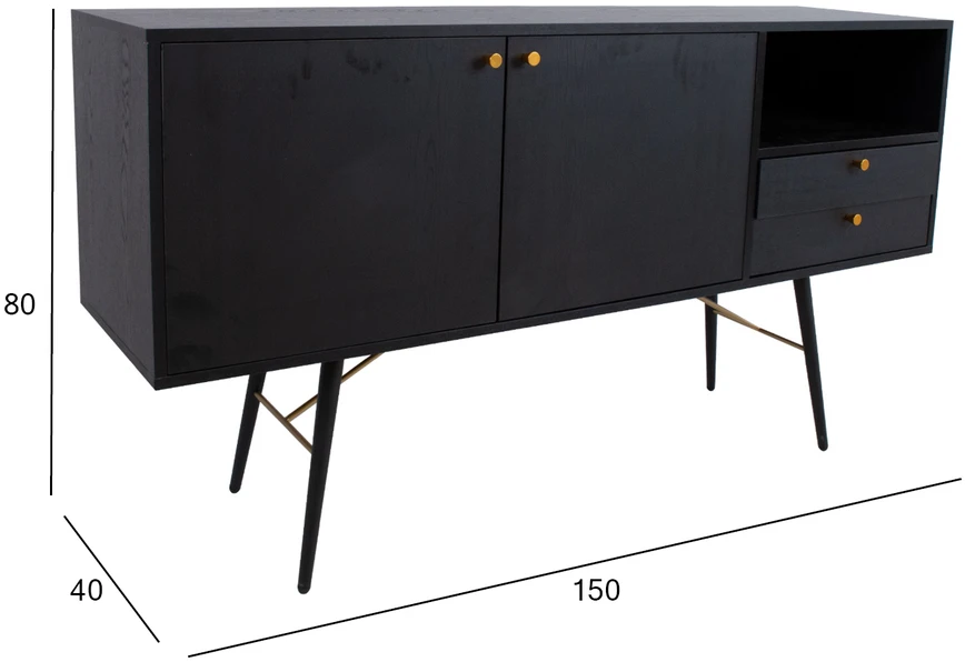 Home4You Indauja LUXEMBOURG 150x40xh80cm, juoda