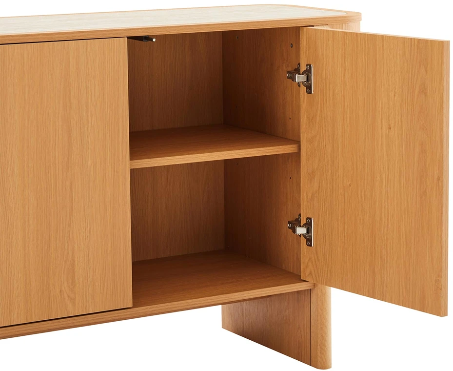 TV staliukas Home4You Indauja MORBEN 160x42xA75cm, melaminas su ąžuolo dekoru