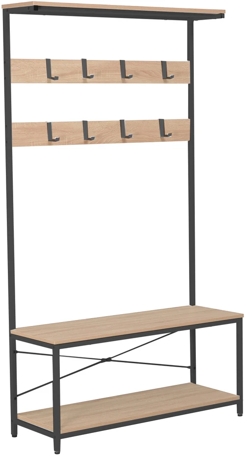 Fotelis Home4You Prieškambario lentyna HEDVIG Pelenų/Juoda 100x36xH180cm