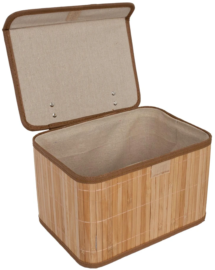 Home4You Krepšelis MAX BAMBOO 36x27xH22cm, su dangteliu