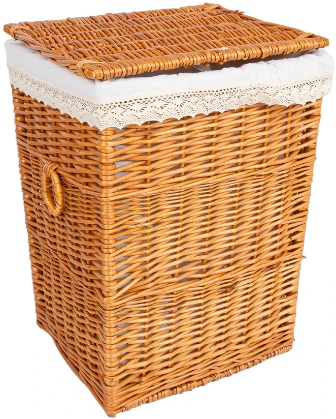 Home4You Pintinė MAX-2 37x32xH52 cm, pinta, spalva: šviesiai ruda, audinys su nėriniu