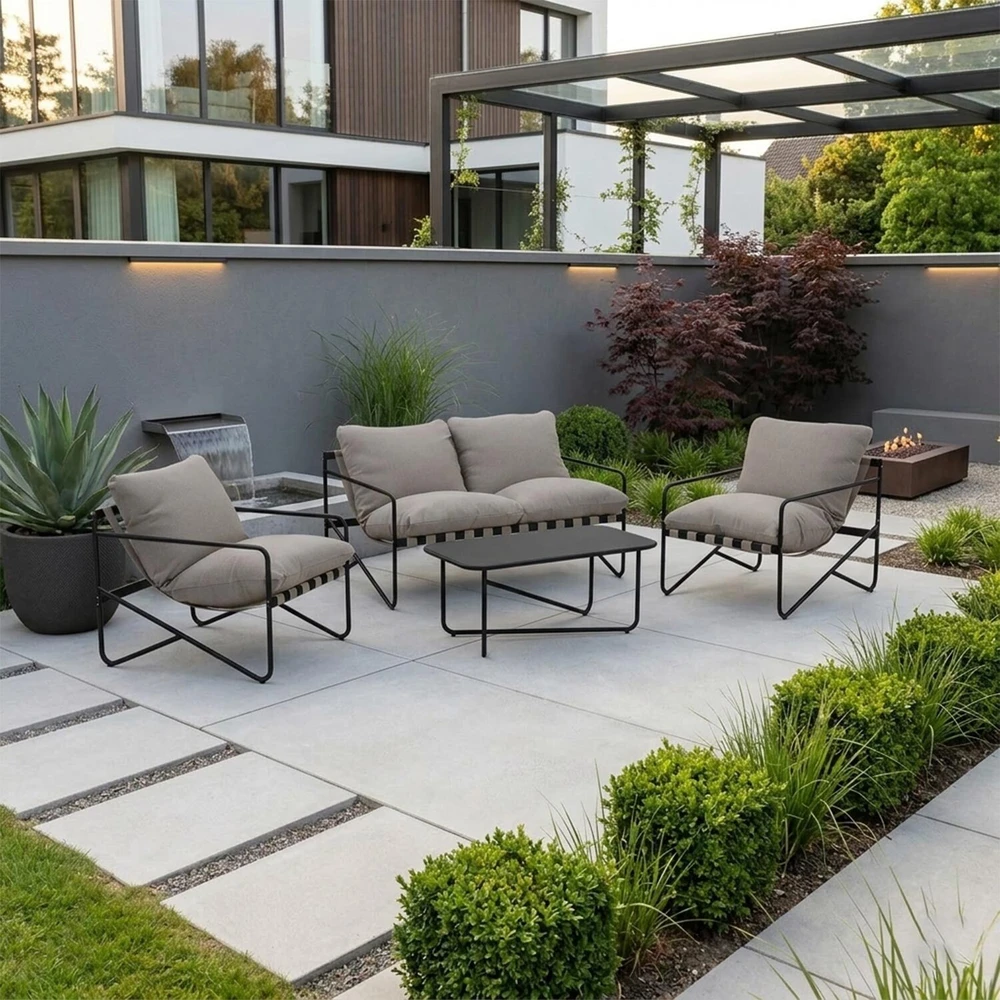 Lauko baldų komplektas Home4You Sodo baldų komplektas „KORO“: stalas, sofa ir 2 foteliai