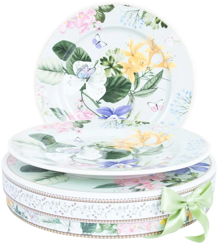 Home4You Lėkštės MIA FLORA 19cm 2vnt dovanų dėžutėje
