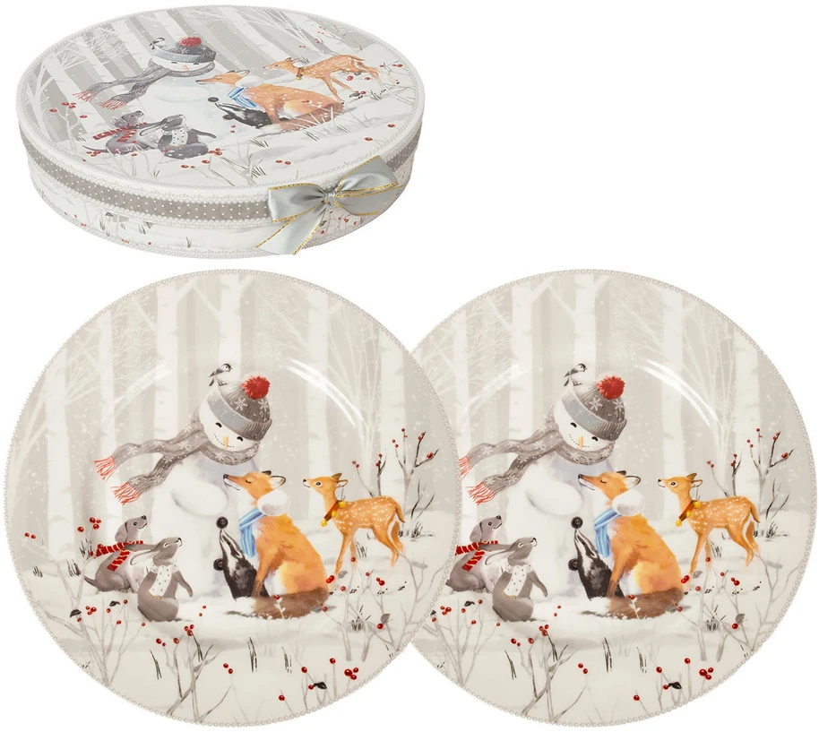 Home4You Lėkštės MIA SNOW D26cm 2vnt dovanų dėžutėje
