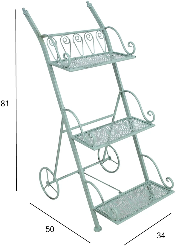 Home4You Shelf MINT 34x50xH81cm, antique žalias metal