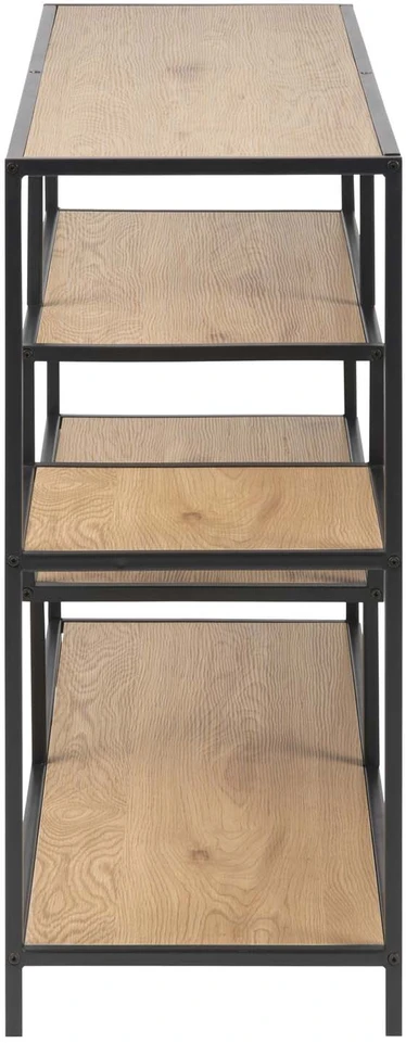 Home4You Lentyna SEAFORD 114x35xH78 cm, lentynos: laminuotos drožlių plokštės, spalva: ąžuolo, rėmas: juodas metalas