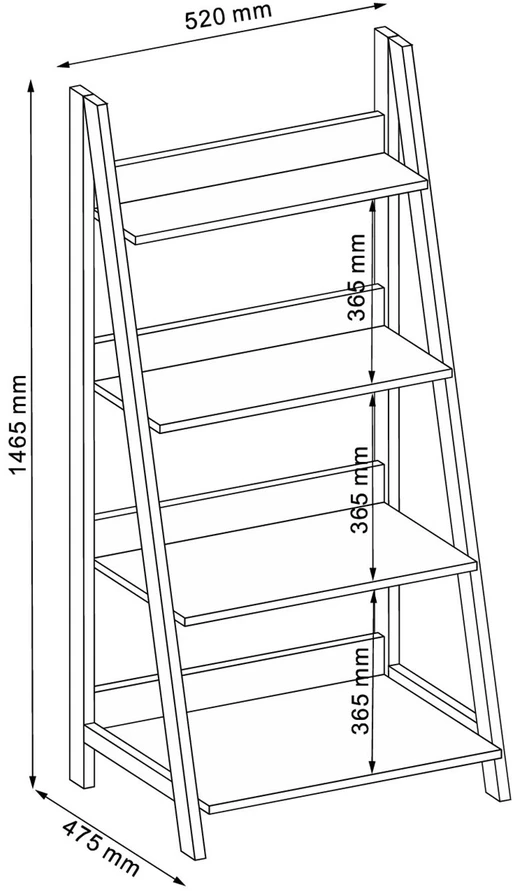 Home4You Lentyna STEP, 4 pakopu, 52x48x146,5cm, med˛iaga: melamino lenta, spalva: a˛uolo, plieno remas, spalva: ruda