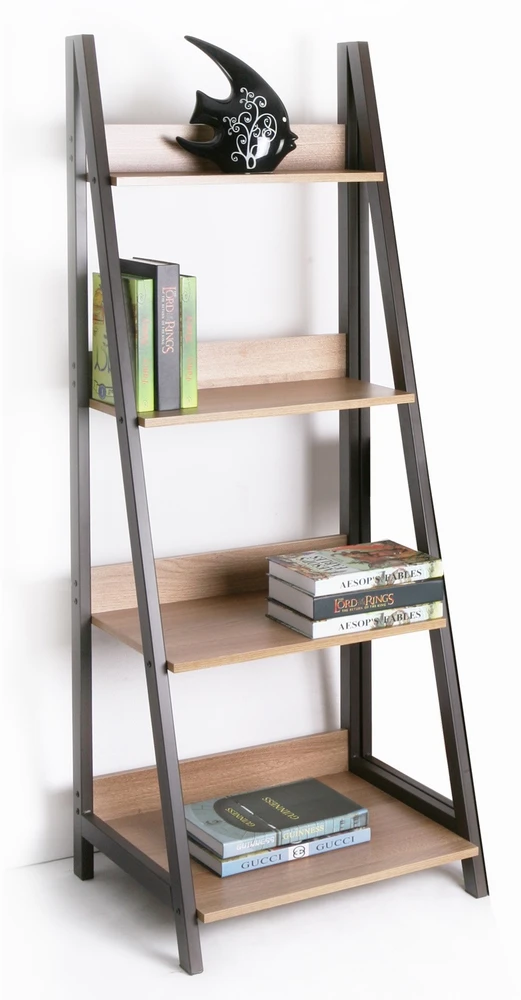 Home4You Lentyna STEP, 4 pakopu, 52x48x146,5cm, med˛iaga: melamino lenta, spalva: a˛uolo, plieno remas, spalva: ruda