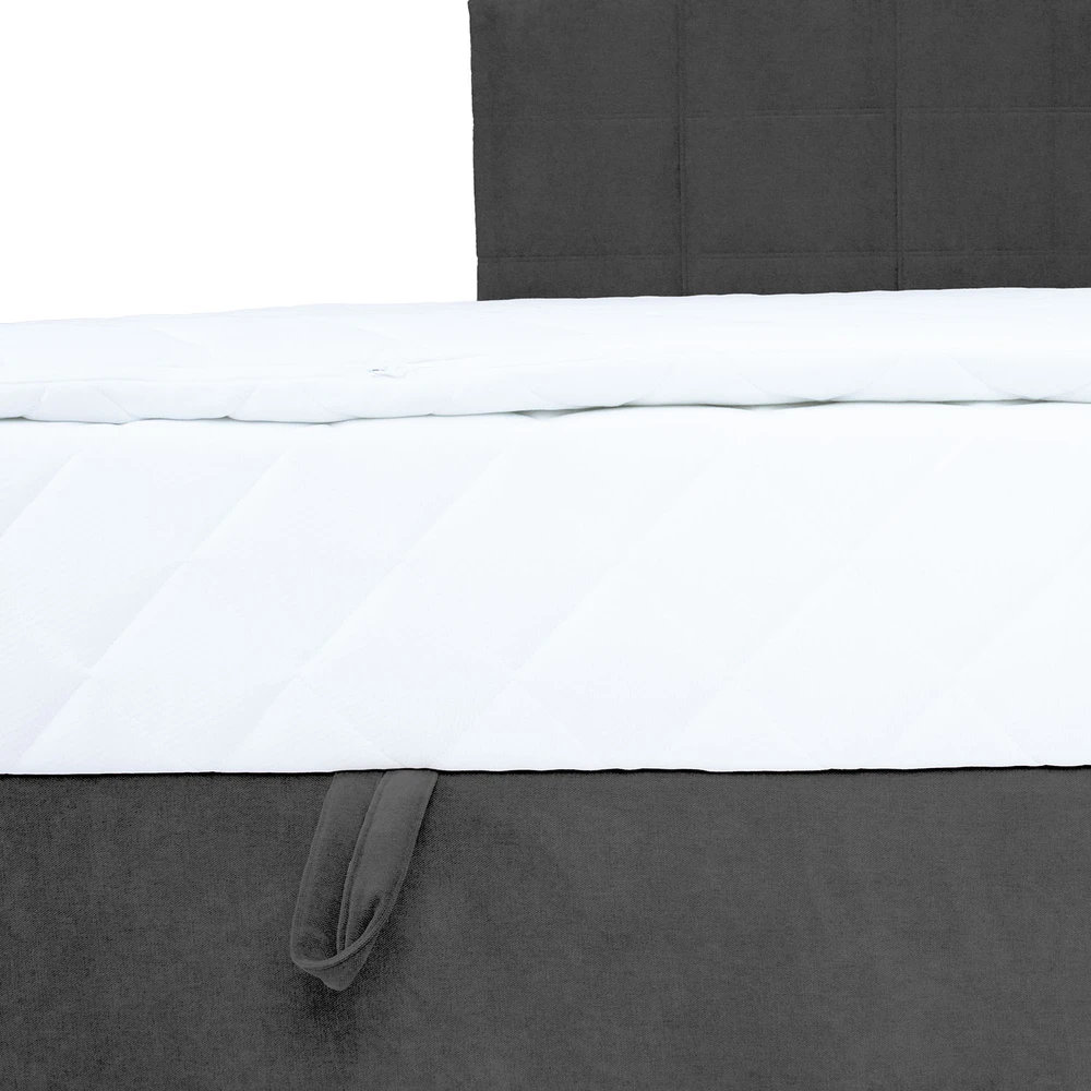 Home4You Kontinentinė lova LEVI 140x200 cm, Tamsiai pilka, su patalynės dėže