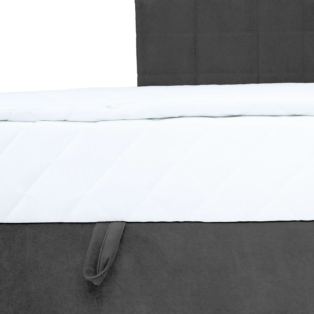 Home4You Kontinentinė lova LEVI 140x200 cm, Tamsiai pilka, su patalynės dėže