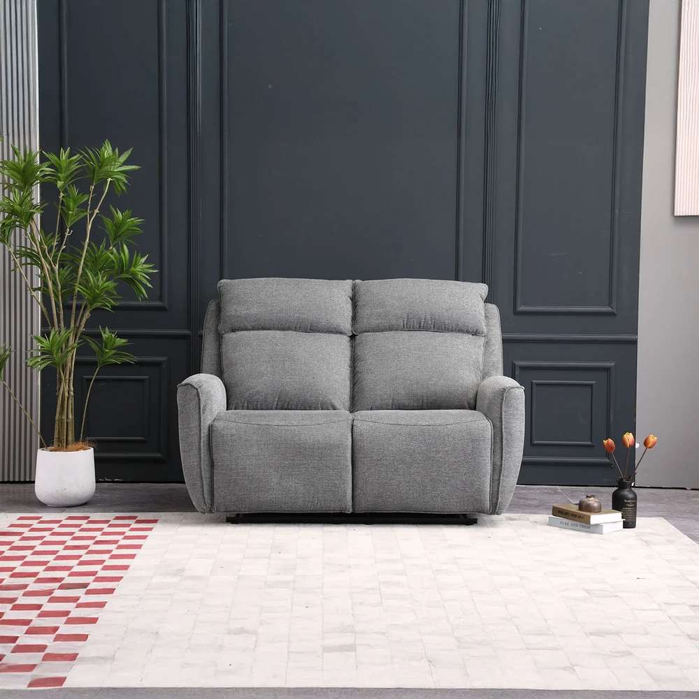 Home4You Sofa MAREN, dviejų vietų, su rankiniu mechanizmu, pilka