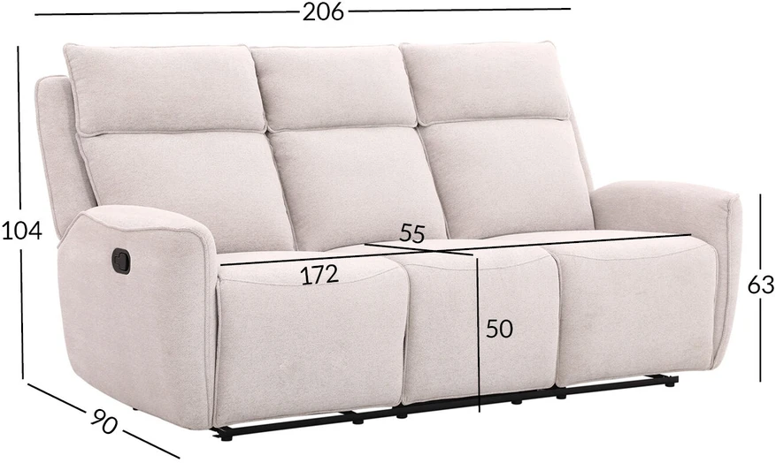 Home4You Sofa-reglaineris MAREN 3-vietė Smėlio spalvos