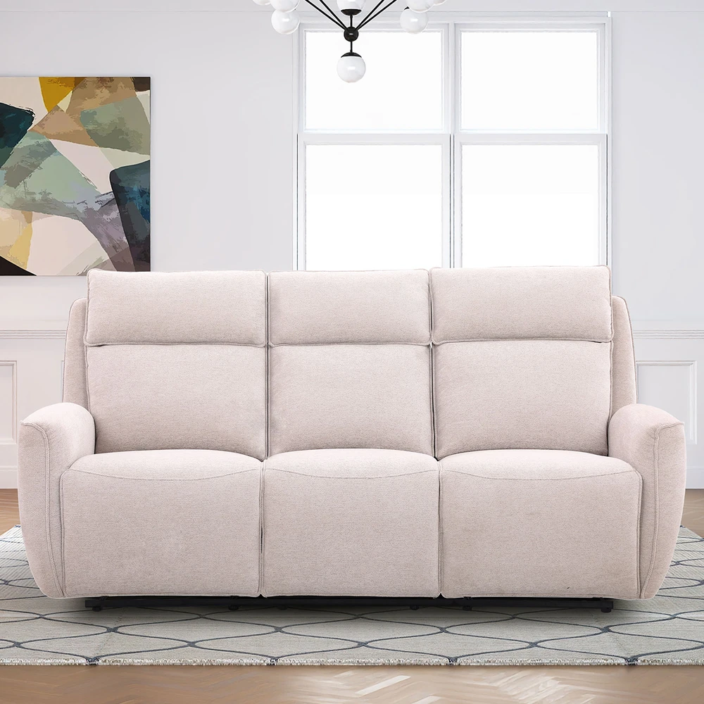 Home4You Trivietė sofa MAREN su rankiniu mechanizmu, smėlio spalvos