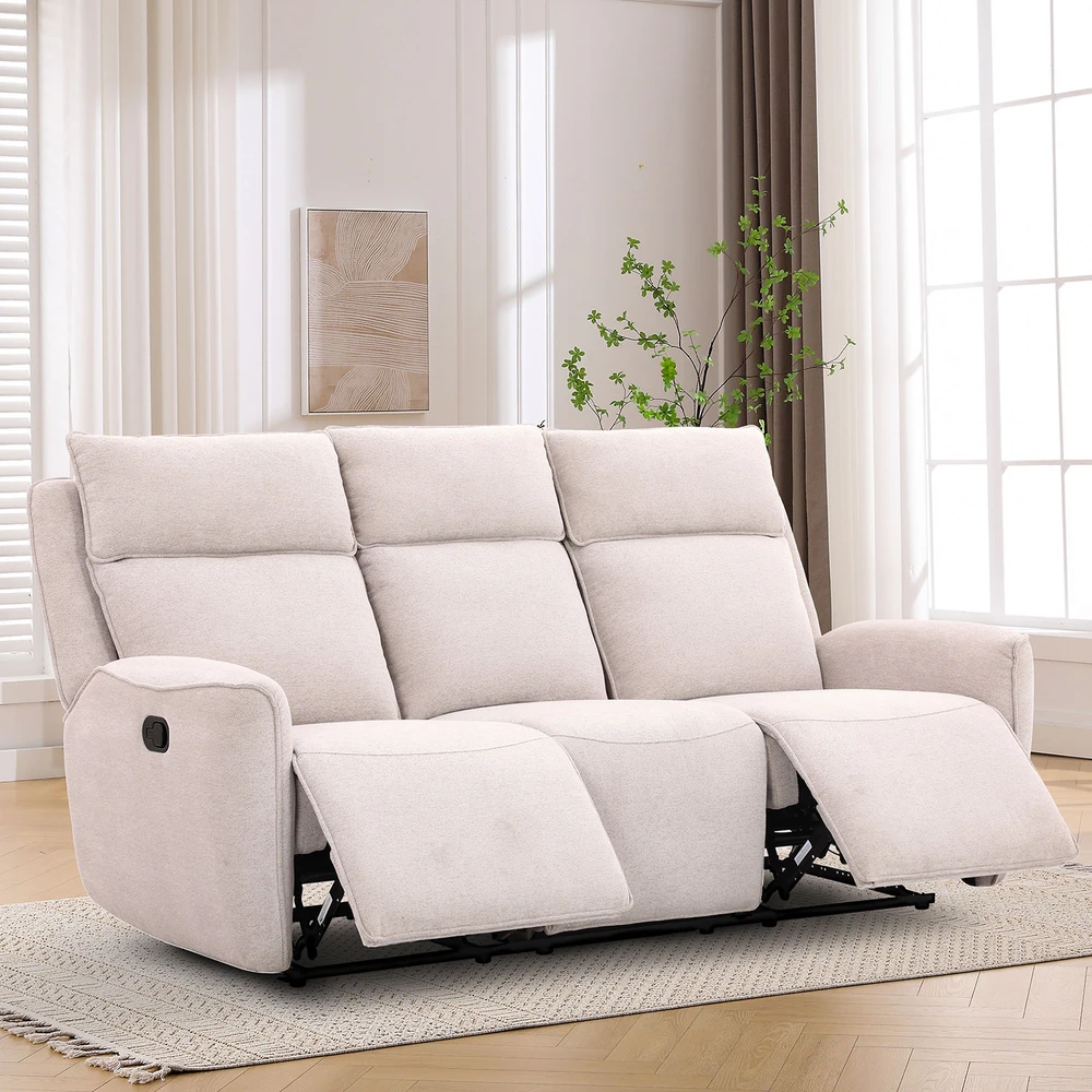Home4You Trivietė sofa MAREN su rankiniu mechanizmu, smėlio spalvos