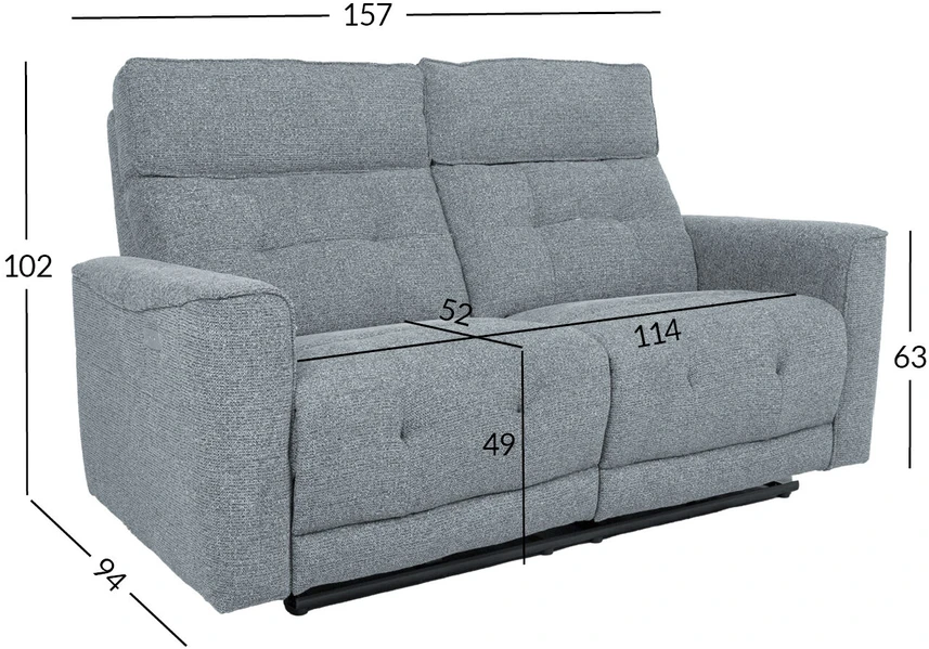 Home4You Sofa BOSCO Dvietė Elektrinis Reglaineris, Melsvai Pilka