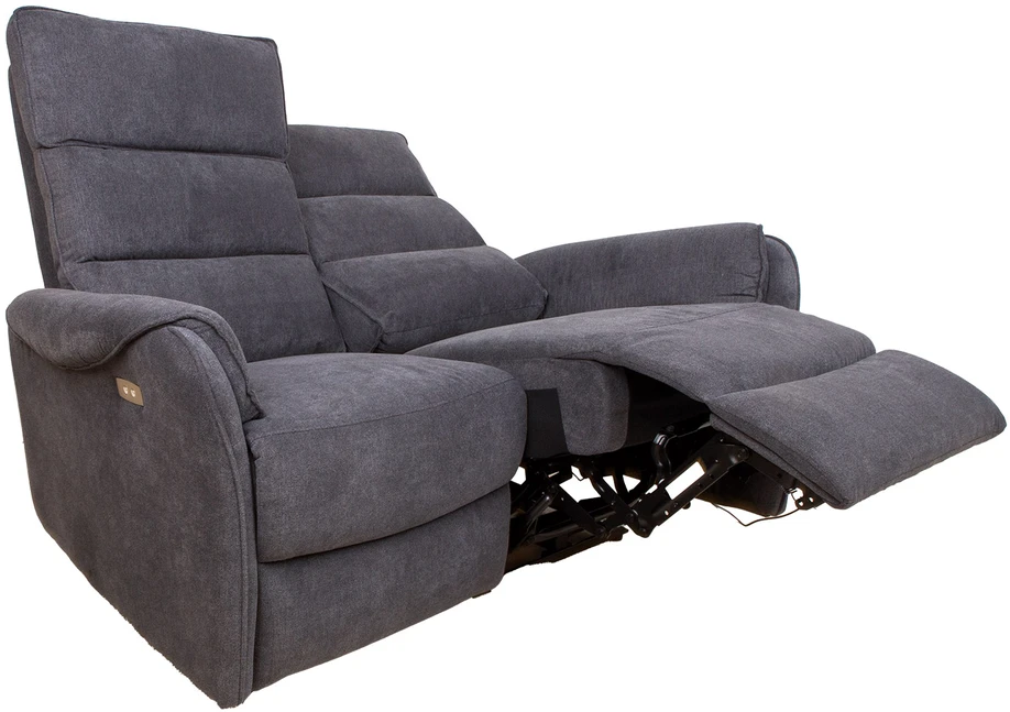 Fotelis Home4You Dvivietė sofa BOWERS su elektriniu mechanizmu, melsvai pilka
