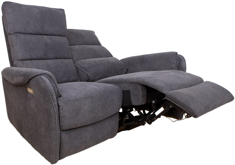 Fotelis Home4You Atlošiama sofa BOWERS 2-vietė Su elektriniu mechanizmu Melsvai pilka