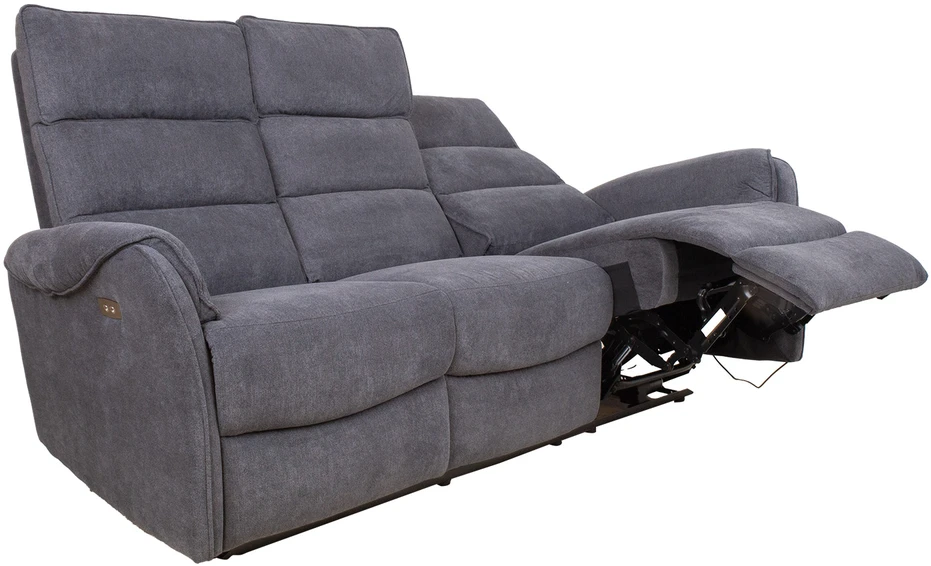 Home4You Trivietė atlošiama sofa BOWERS su elektriniu mechanizmu, melsvai pilka