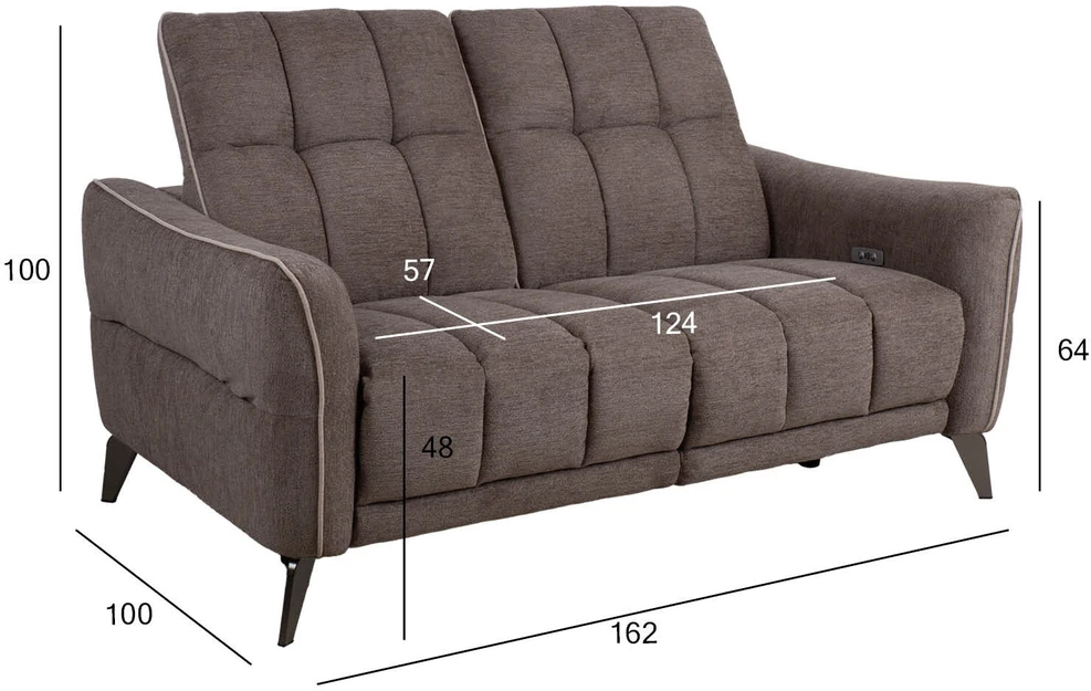 Home4You Sofa CATHY 2-vietė, elektrinė, šviesiai ruda